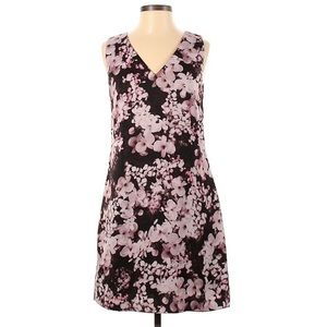 Banana Republic Floral Shift Mini Dress Purple Sleeveless V Neck